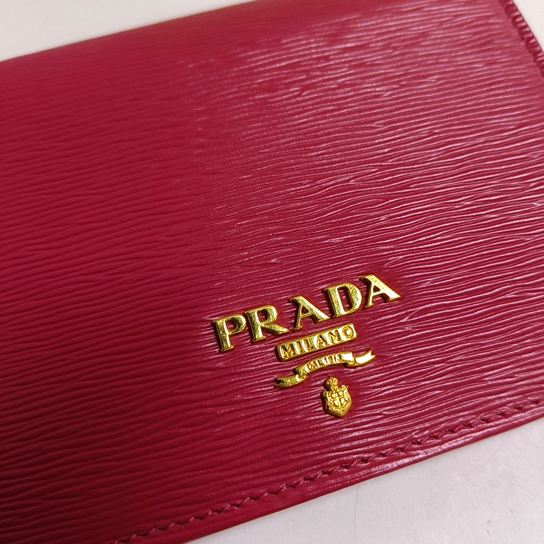 PRADA Fuchsia Leather Wallet Golden hardware-(SKU)-958110711