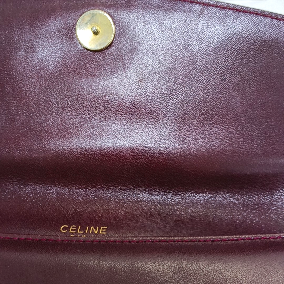 CELINE Burgundy Leather Single Shoulder Bag Golden hardware Removable shoulder strap-(SKU)-954657599