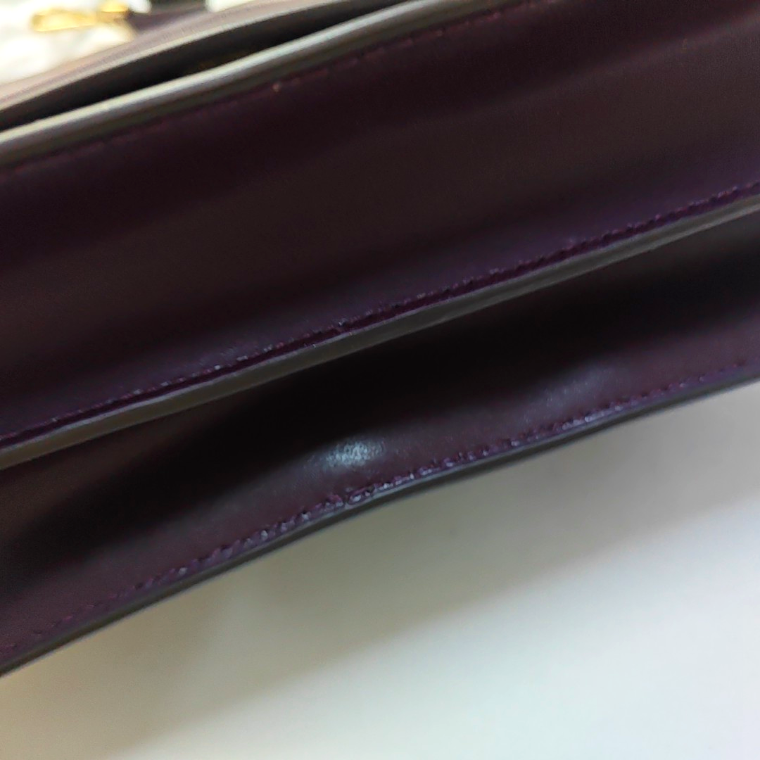 MICHAEL KORS Dark Purple Leather Sling Bag Crossbody Bag Handbag Golden hardware Removable shoulder strap-(SKU)-940824458
