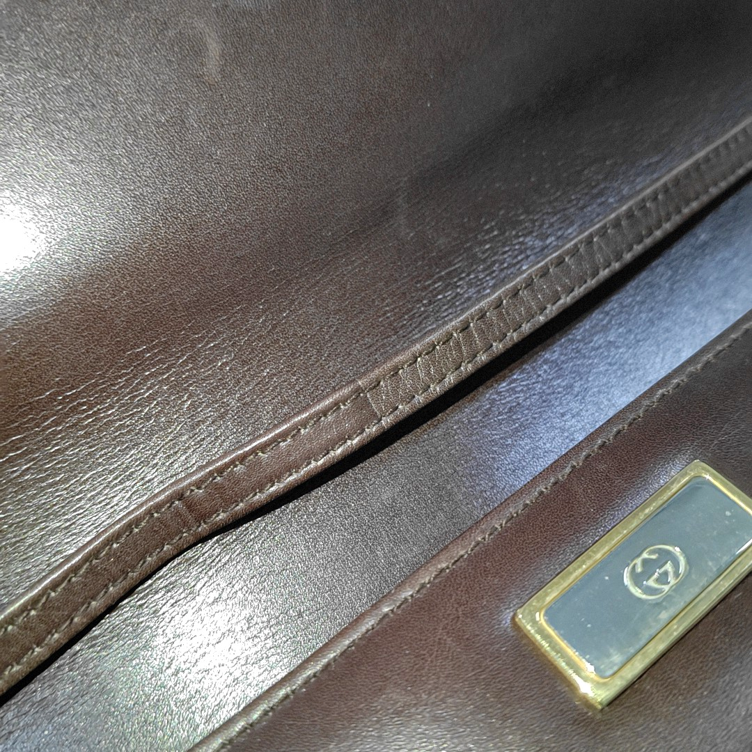 GUCCI Burgundy Leather Single Shoulder Bag Golden hardware Removable shoulder strap-(SKU)-932491489