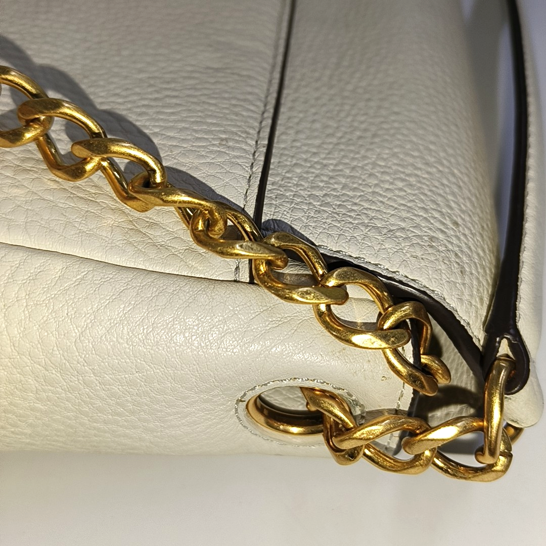 TORY BURCH Chelsea White Leather Crossbody Shoulder Bag Handbag Golden hardware-(SKU)-937687328