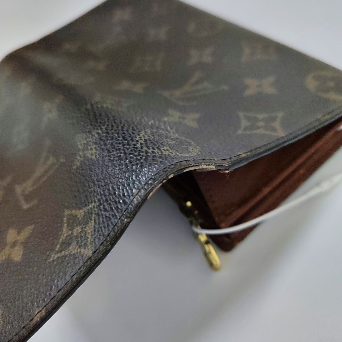 LOUIS VUITTON PORTE MONNAIE Large size Brown coated canvas vintage wallet Golden hardware-(SKU)-944949286
