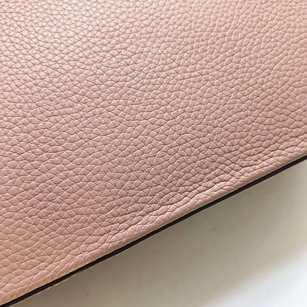 LOUIS VUITTON CAPUCINES Medium Size Nude Pink Calfskin Crossbody Bag Shoulder Bag Tote Bag Silver Hardware Removable Strap-(SKU)-954522912