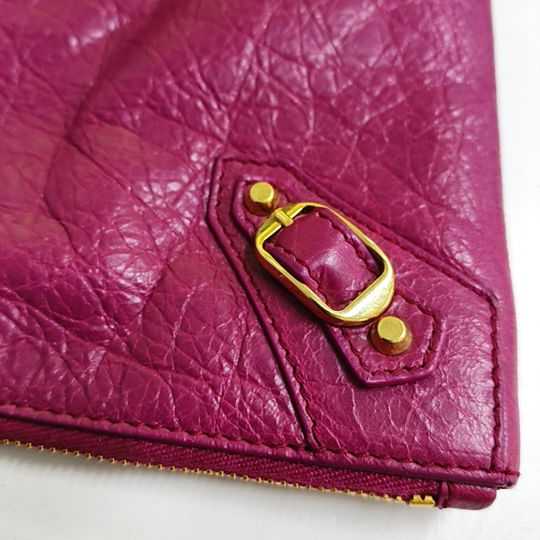 BALENCIAGA Classic City Plum red sheepskin embossed studded biker bag, handbag Golden hardware-(SKU)-958906839