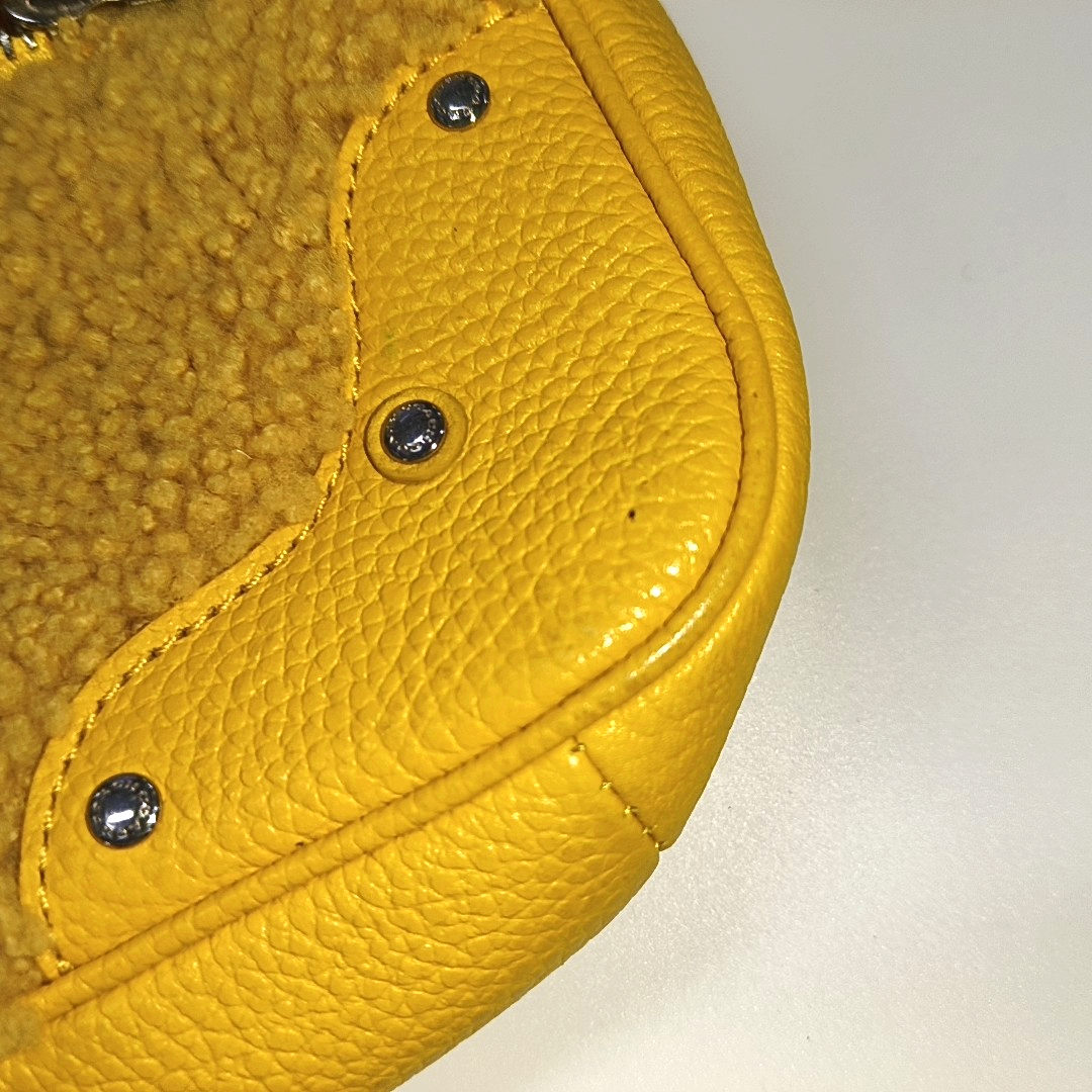 COACH Yellow Fabric Studs Crossbody Single Shoulder Bag Silver Hardware-(SKU)-14056089