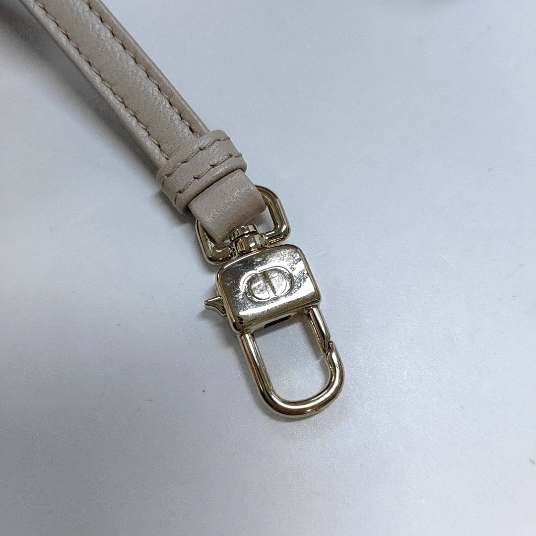 DIOR Lady D-Joy Super mini size beige lamb leather diamond quilting crossbody bag shoulder bag handbag golden hardware 2 detachable shoulder straps-(SKU)-966635489