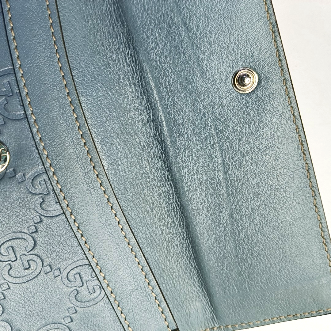 GUCCI Green Calfskin Monogram Embossed Wallet Golden hardware-(SKU)-953039436