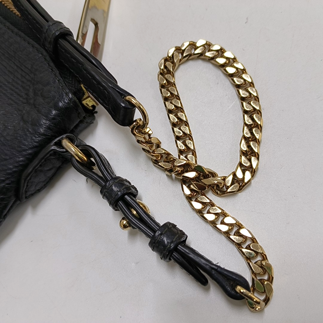 BURBERRY Mildenhall Black Leather Crossbody Bag Single Shoulder Bag Golden hardware-(SKU)-958494726