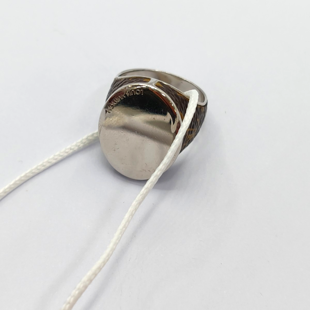 LOUIS VUITTON Hong Kong Size20code Silver Alloy Coated Canvas Ring-(SKU)-935116716