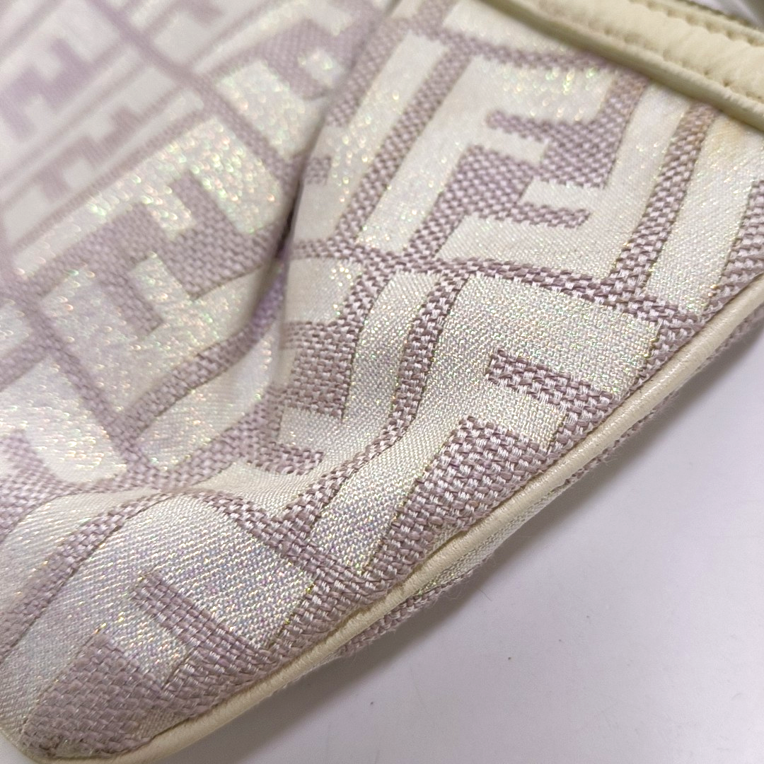 FENDI 米色织物双F老花Handheld包 Golden hardware-(SKU)-949067785