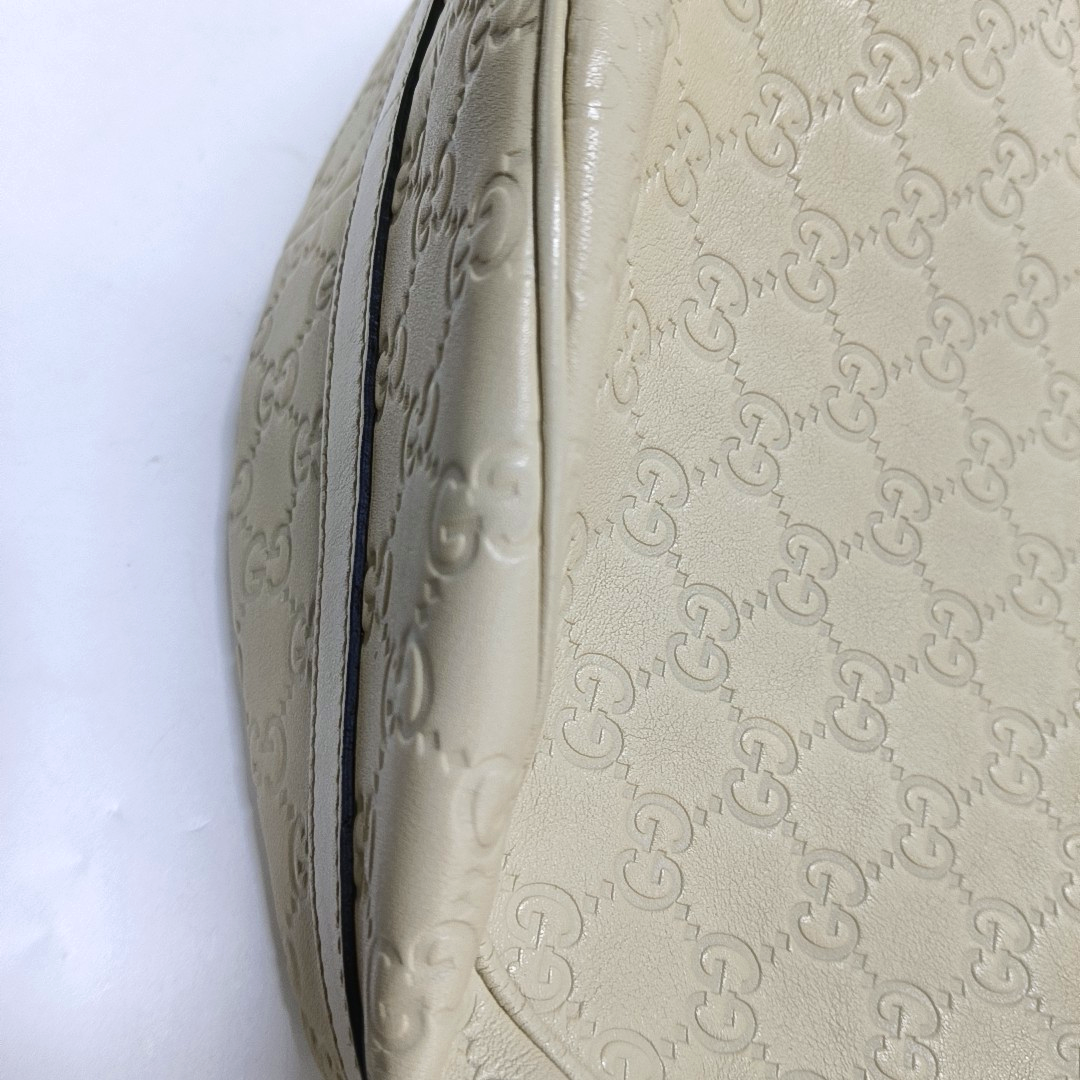 GUCCI Beige Cowhide Monogrammed Tote Handbag Single Shoulder Bag Golden hardware-(SKU)-959591778