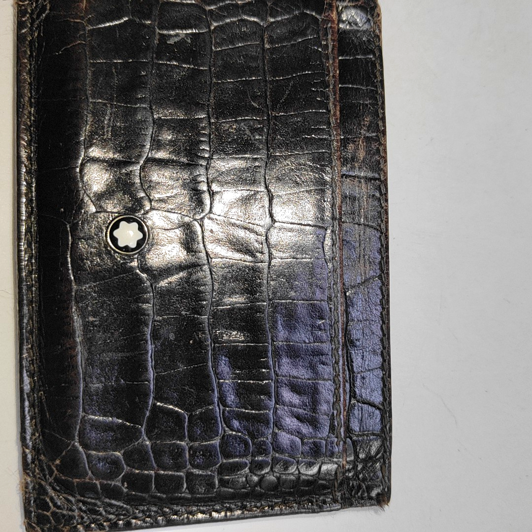 MONTBLANC Black Leather Textured Card Case Silver Hardware-(SKU)-938883863