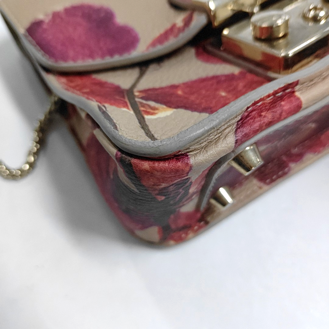 FURLA Metropolis Multicolor Leather Printed Sling Bag with Shoulder Golden hardware Removable shoulder strap-(SKU)-14449646