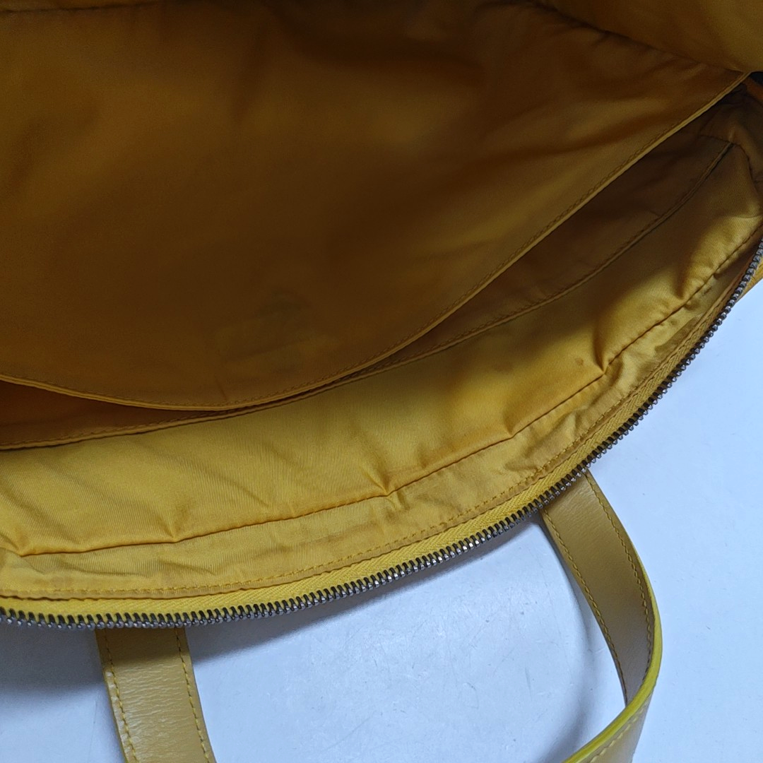 CHANEL TRAVEL LINE Yellow Canvas Ice Grid Jacquard Handbag Silver Hardware 7nan-(SKU)-948075936