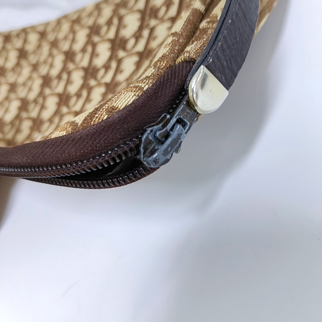 DIOR Khaki Canvas Monogrammed Floral Clutch Brown Hardware-(SKU)-939778735