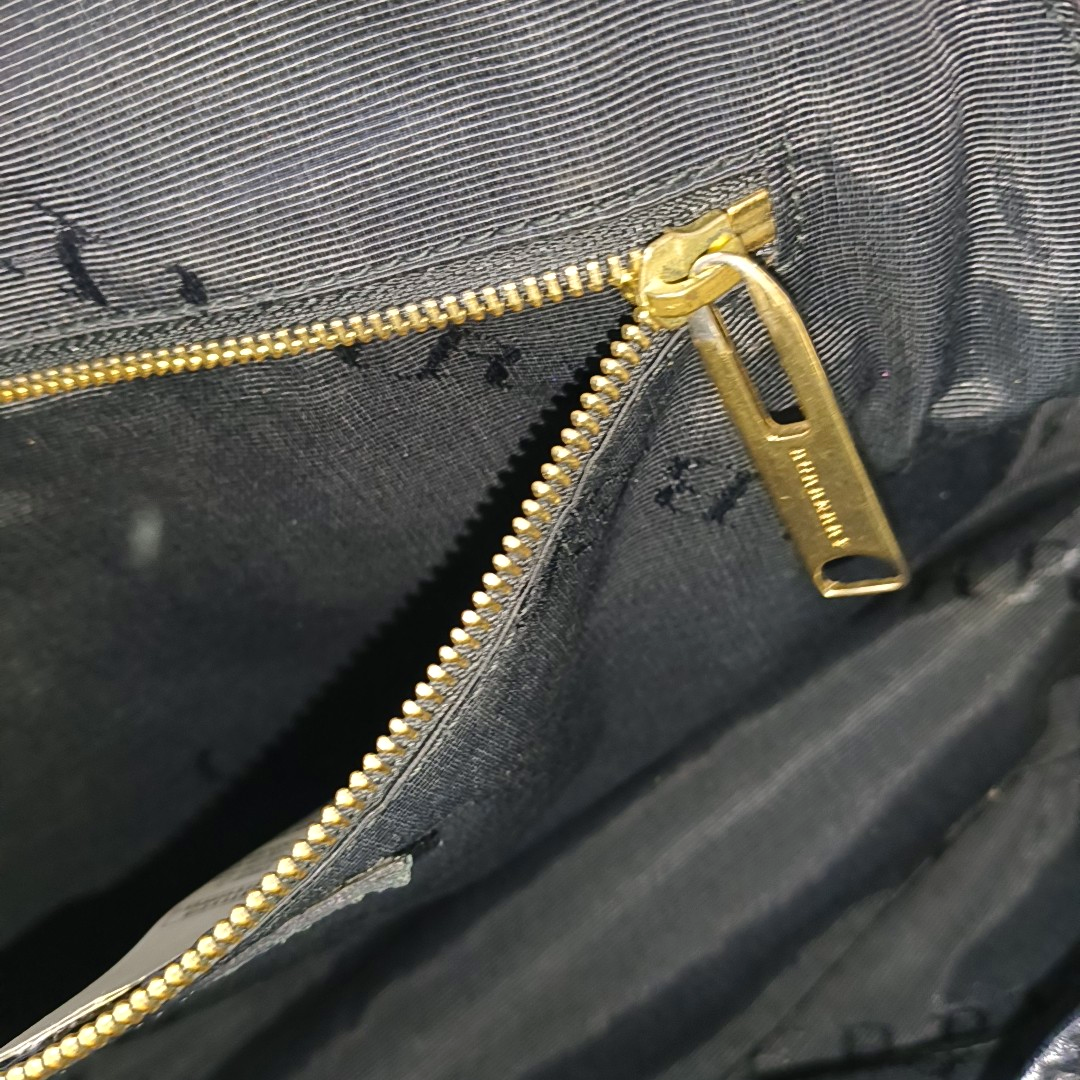 BURBERRY Sartorial Orchard Black Cowhide Single Shoulder Bag Tote Bag Golden hardware Removable shoulder strap-(SKU)-947701132