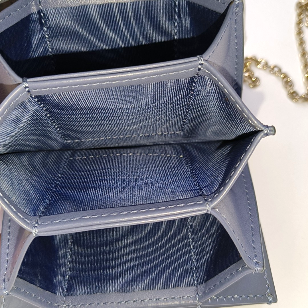 DIOR Lady Dior Blue patent leather cannage-quilted Lady Dior bag crossbody bag Golden hardware Removable shoulder strap-(SKU)-957695100