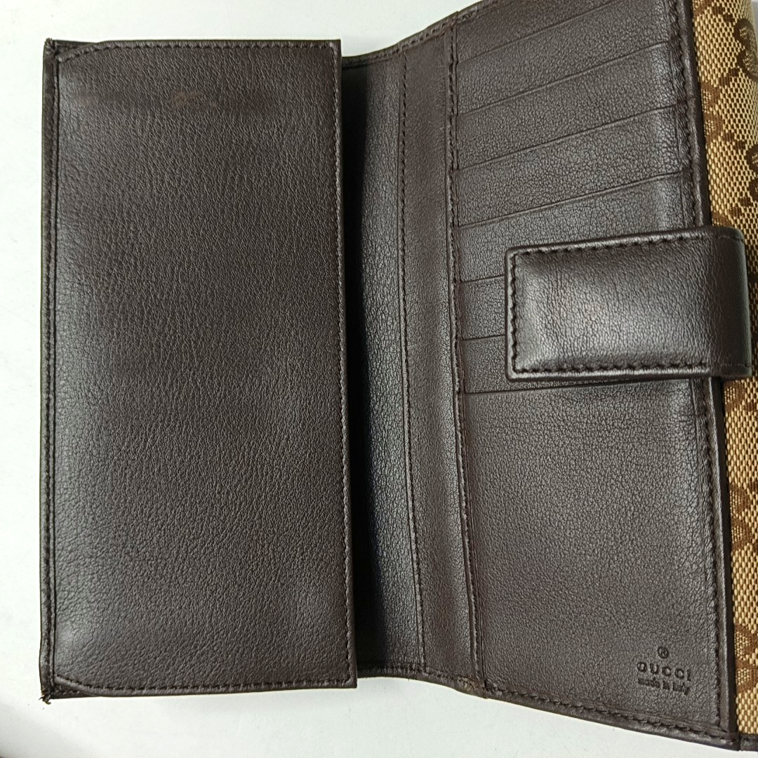 GUCCI Khaki Canvas Monogrammed Wallet Golden hardware-(SKU)-953543640