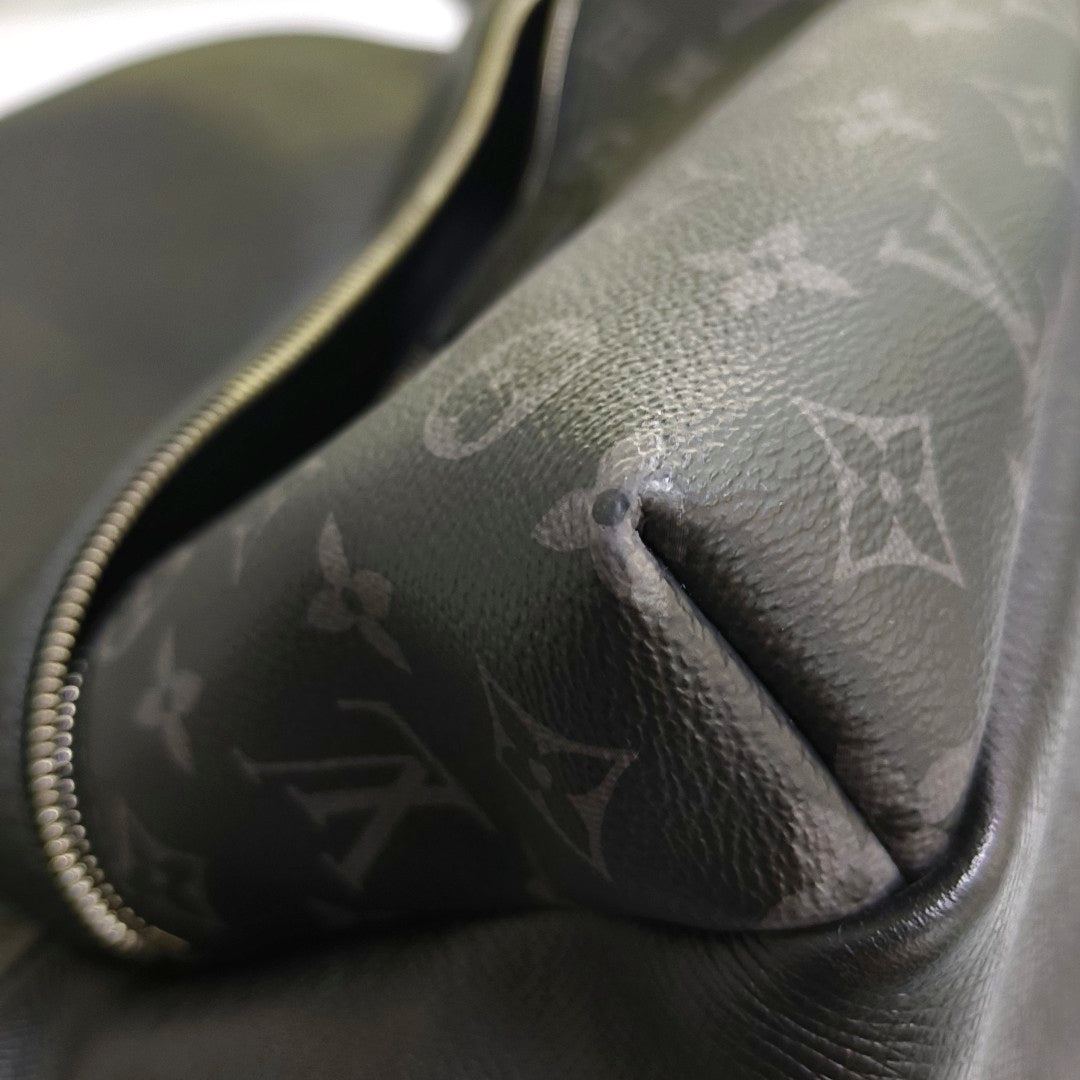 LOUIS VUITTON DISCOVERY Small Black Leather Monogram Double Shoulder Bag Tote Bag Silver Hardware-(SKU)-968889850