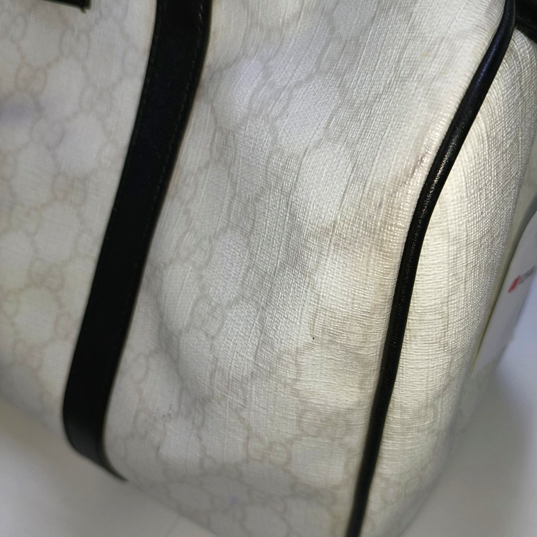 GUCCI Joy White Coated Canvas Monogram Handbag Golden hardware-(SKU)-942429656