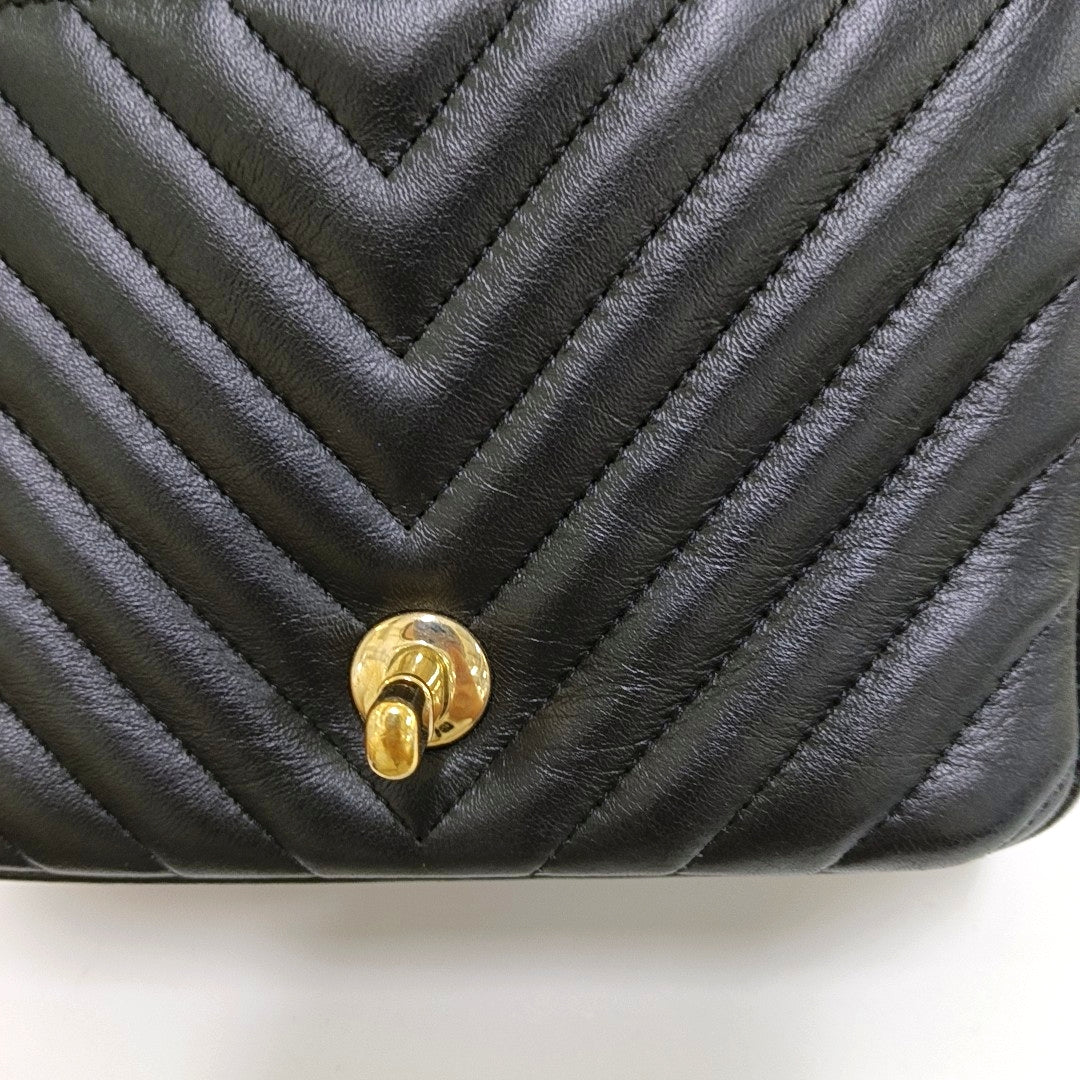CHANEL CLASSIC FLAP Mini Black Lamb Skin Quilted V Quilted Shoulder Bag Crossbody Bag with Detachable Strap-(SKU)-967501749