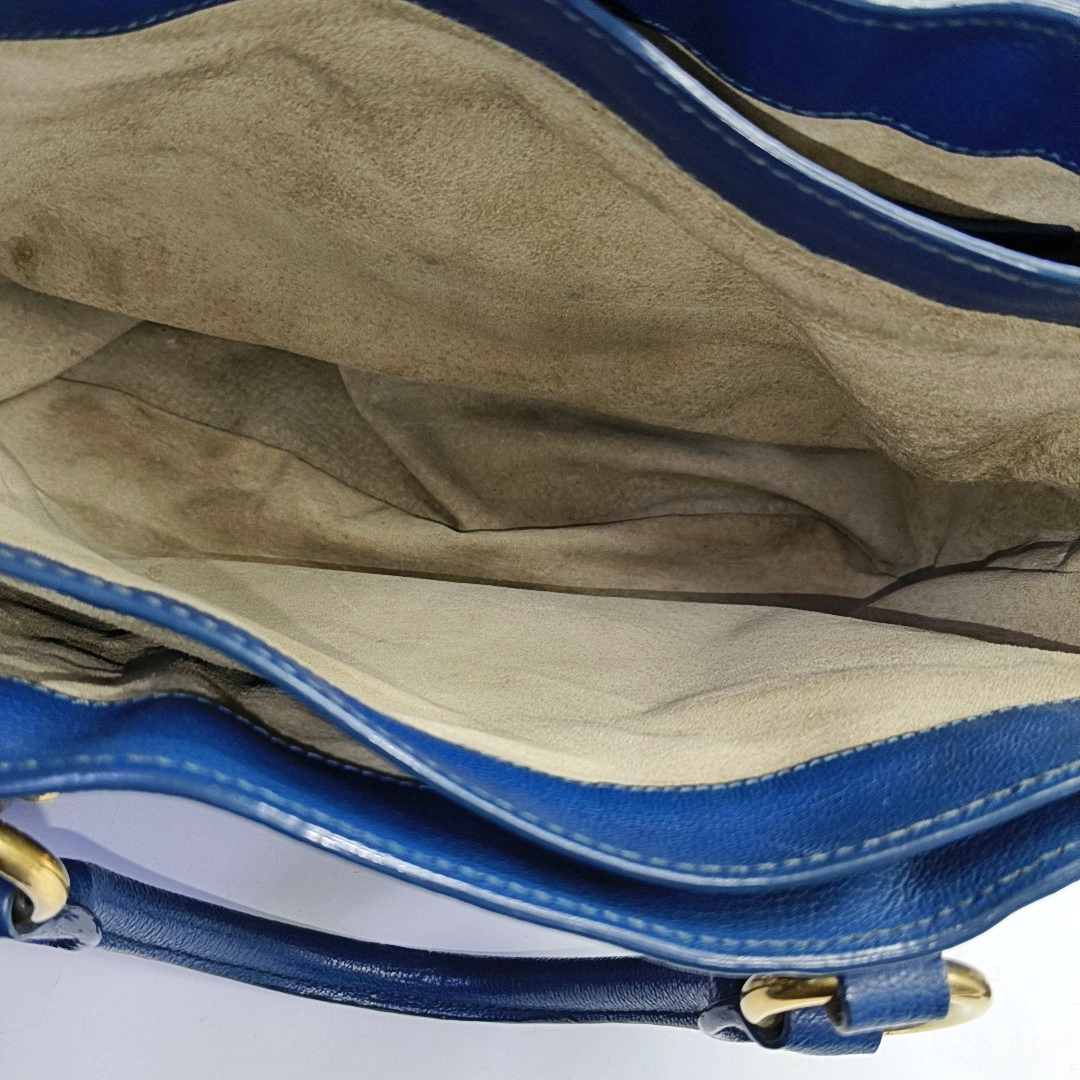 Miu Miu Tote bag Blue Cowhide Crumpled Shoulder Bag Single Shoulder Bag Crossbody Bag Golden hardware Removable shoulder strap-(SKU)-950926688