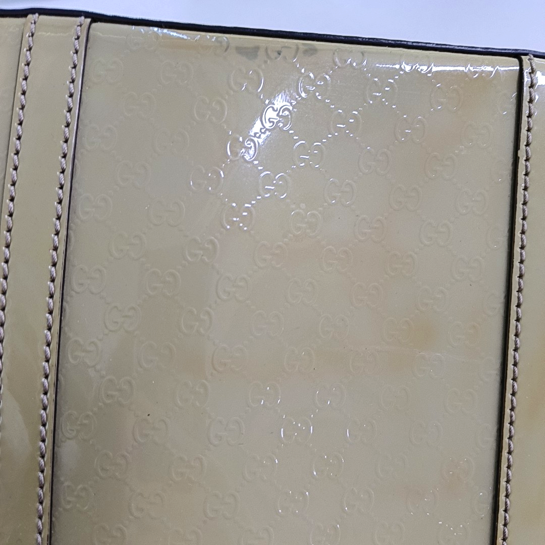 GUCCI Ligne Shima Mustard Yellow Patent Leather Single Shoulder Bag Crossbody Handbag Golden hardware Removable shoulder strap-(SKU)-13486443
