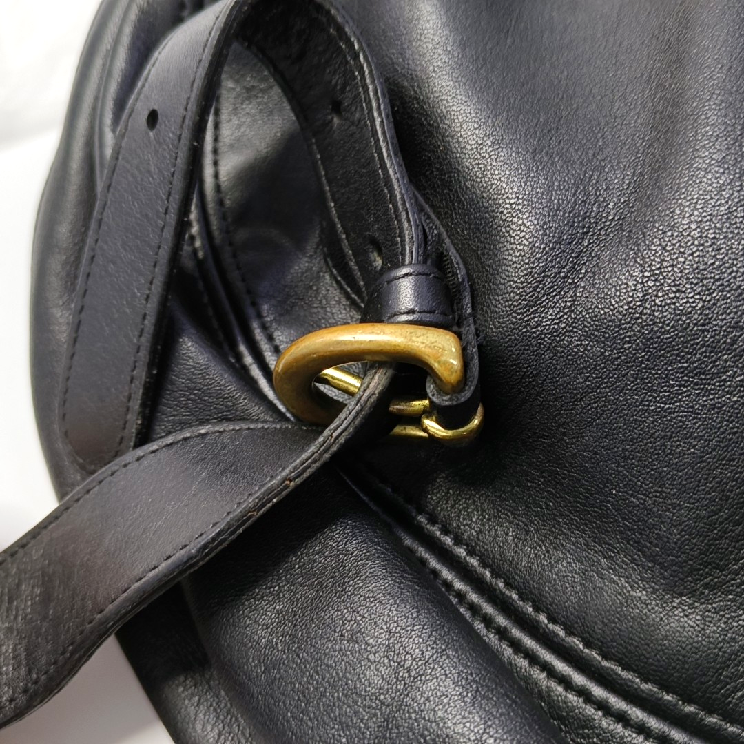 COACH Black Leather Backpack Tote Bag Golden hardware-(SKU)-930797685