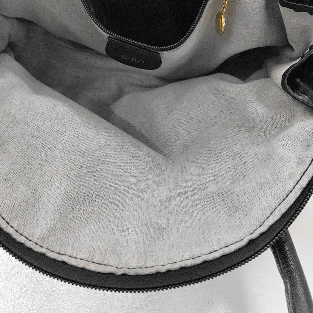 GUCCI Black Leather Tote Bag Shoulder Bag Golden hardware-(SKU)-14020252