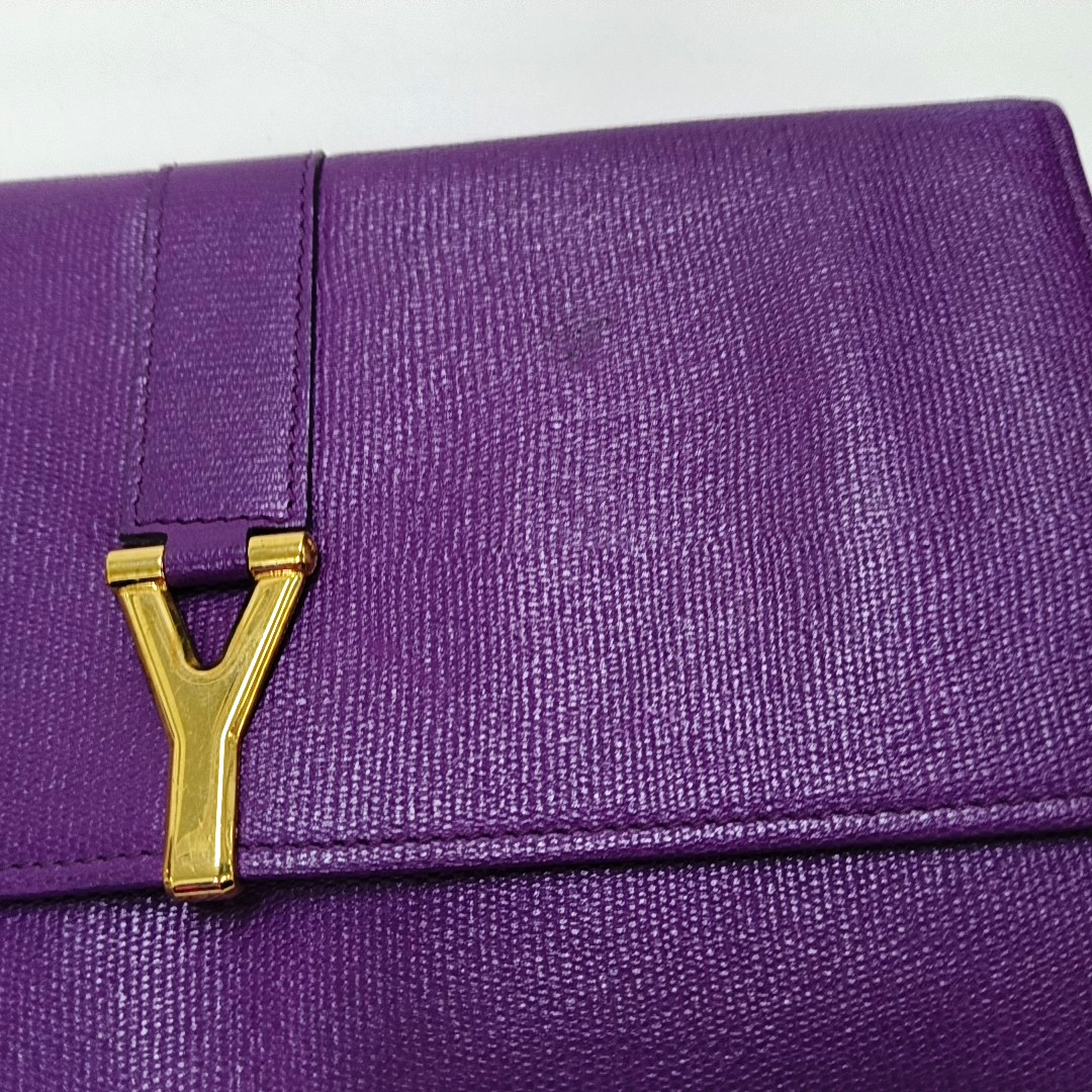 YSL CHYC Y LIGNE Purple Cowhide Embossed Clutch Golden hardware-(SKU)-959946946