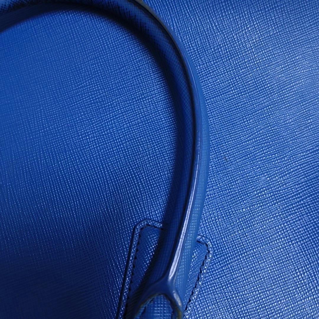 PRADA Galleria Large size Dark Blue Cowhide Logo Crosshatch Killer Bag Single Shoulder Bag Golden hardware Removable shoulder strap-(SKU)-959580601