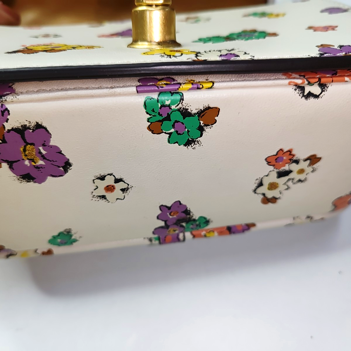 COACH DINKY White Lamb Leather Printed Quilted Single Shoulder Bag Crossbody Bag Golden hardware Removable shoulder strap-(SKU)-935605368