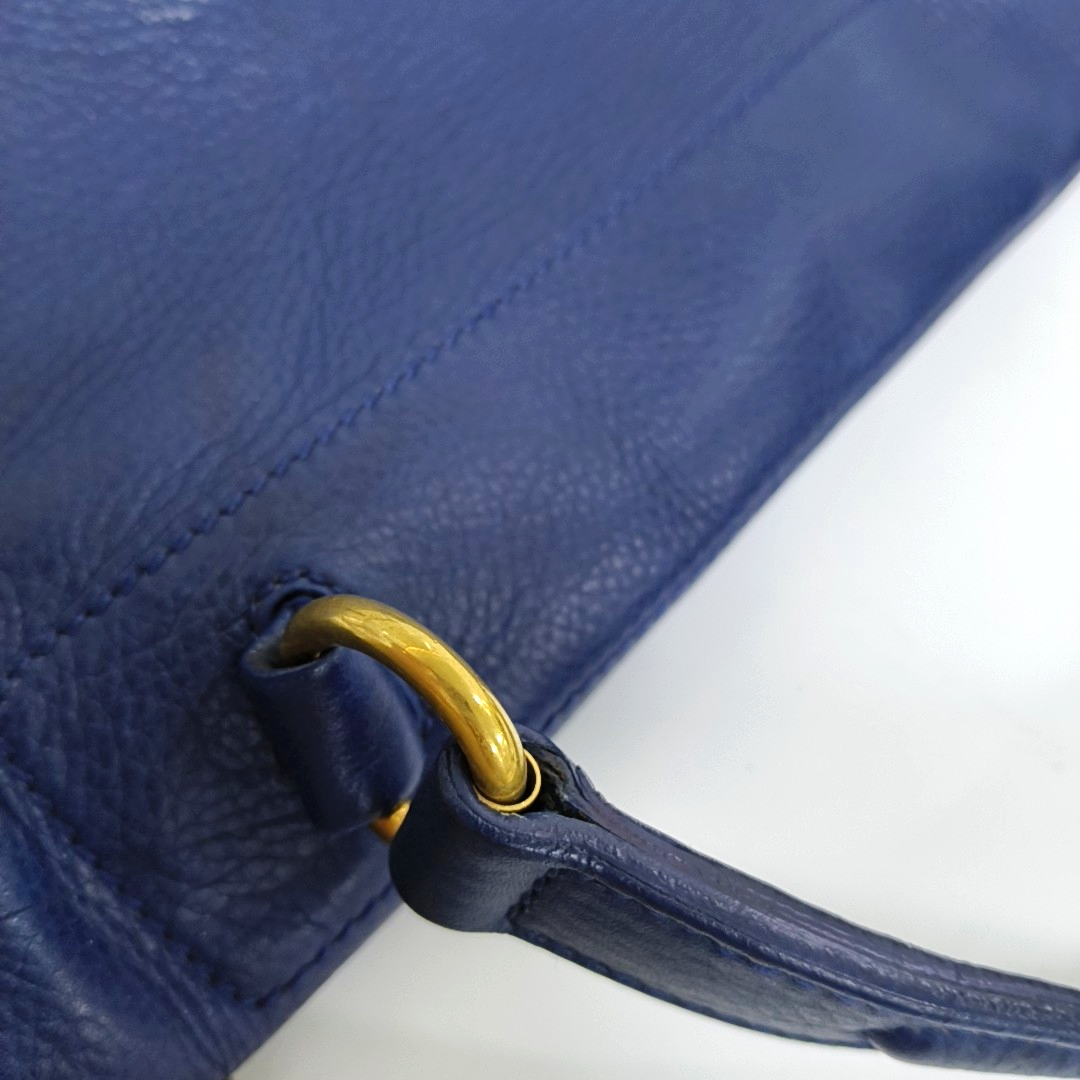 YSL MUSE TWO Dark Blue Cowhide Studs Handbag Golden hardware-(SKU)-939599133