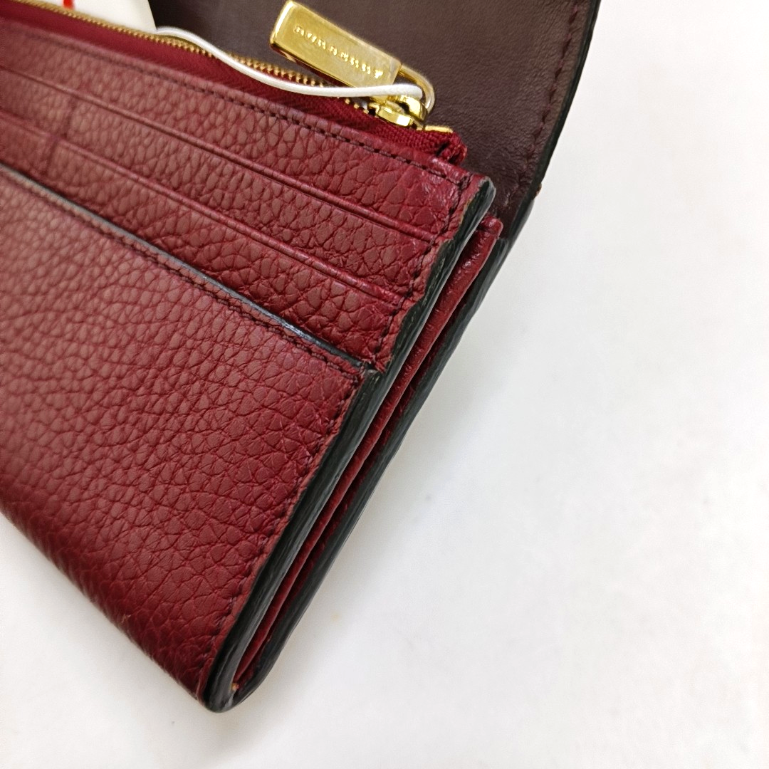 BURBERRY Red Leather Wallet Golden hardware-(SKU)-950780948