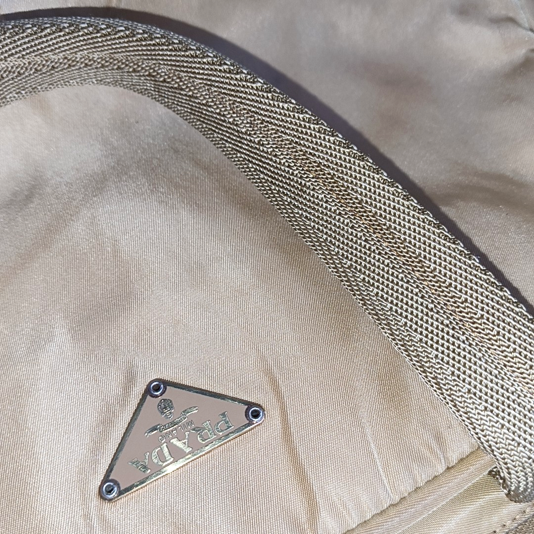 PRADA Tote bag Khaki Leather Logo Handbag Golden hardware-(SKU)-937766784