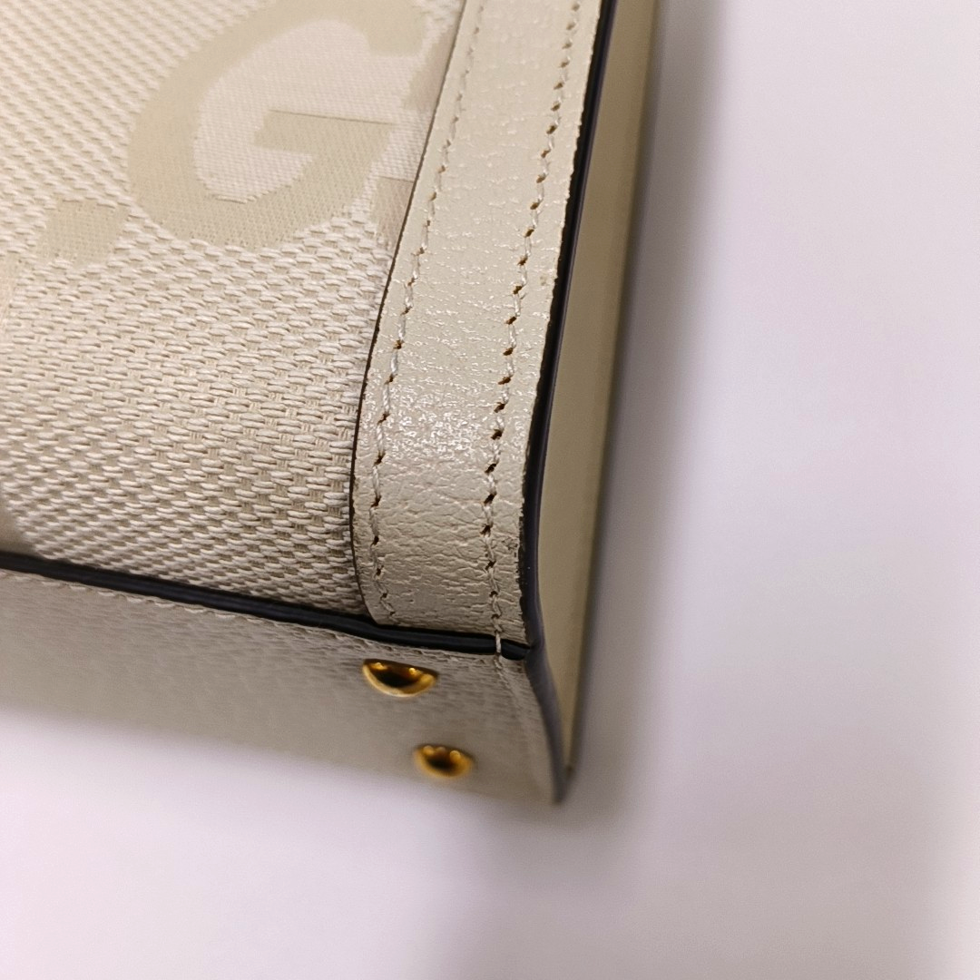 GUCCI Diana Small White Canvas Monogram Bamboo Handle Shoulder Bag Tote Bag Golden Hardware 2 Removable Straps-(SKU)-955631350