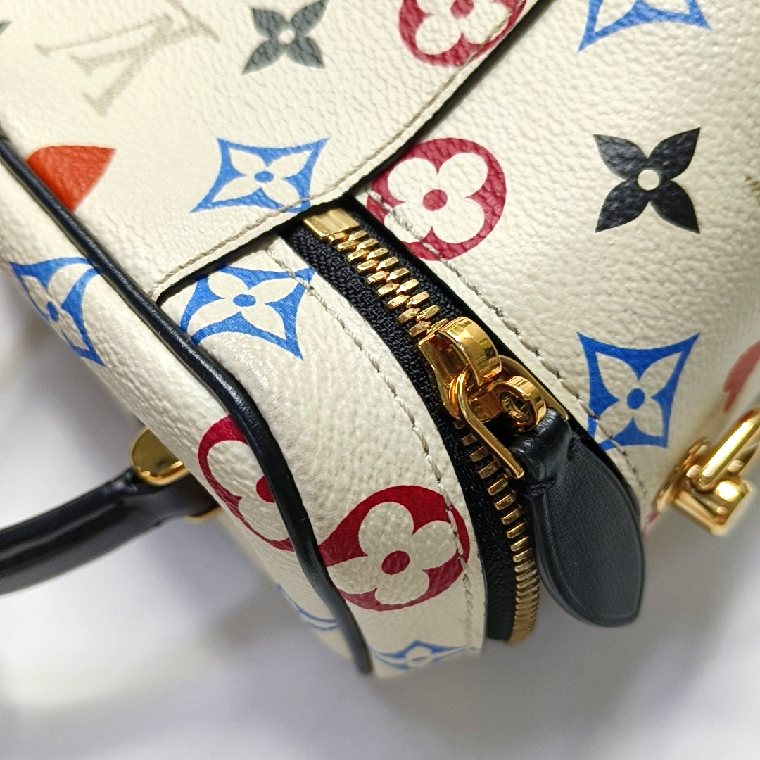 LOUIS VUITTON NICE Small White Coated Canvas Print Crossbody Bag Shoulder Bag Handbag Removable Strap Golden Hardware-(SKU)-953026193