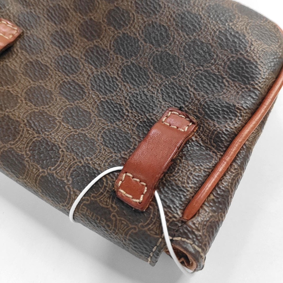 CELINE Black coated canvas Arc de Triomphe handbag腰包/胸包 Golden hardware-(SKU)-942847471