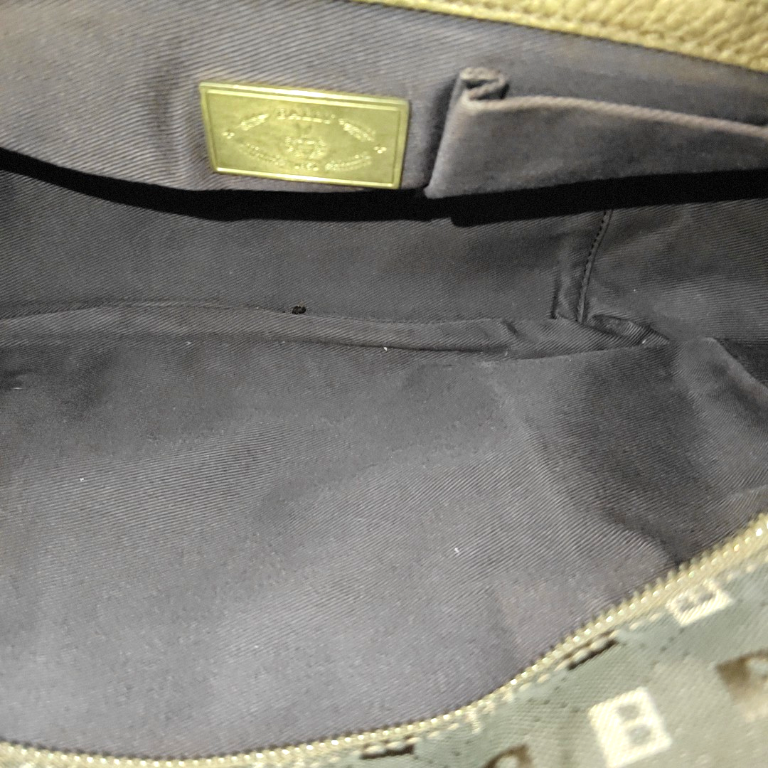BALLY Tote bag Dark Brown Canvas Jacquard Rivet Handbag Golden hardware-(SKU)-935402614