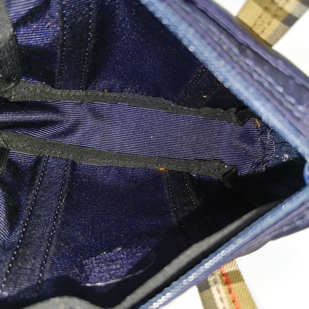 BURBERRY Dark Blue Fabric Tote Bag Golden hardware-(SKU)-947164907