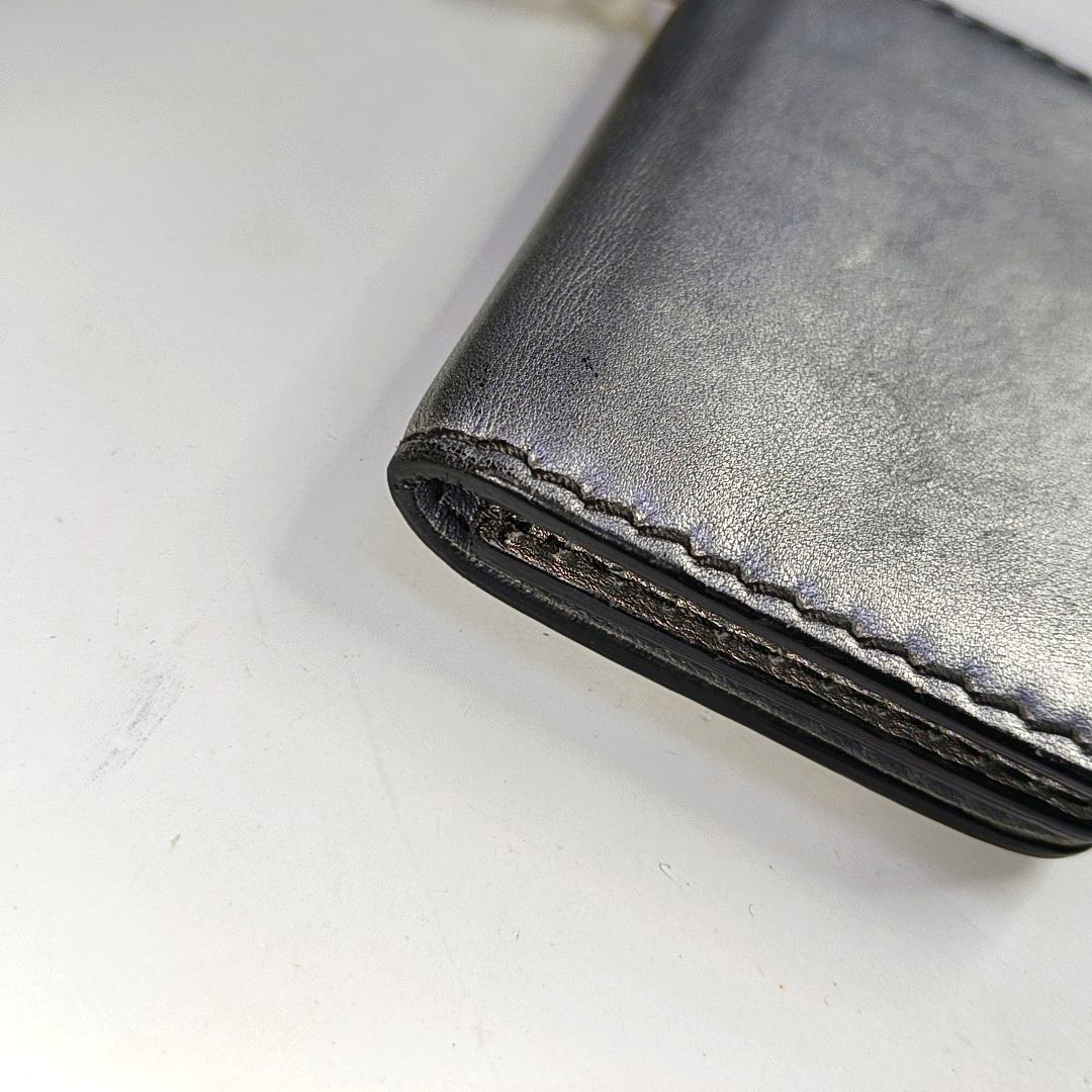 DIOR J'Adior Gray Cowhide Studs Card Case Golden hardware-(SKU)-956355272