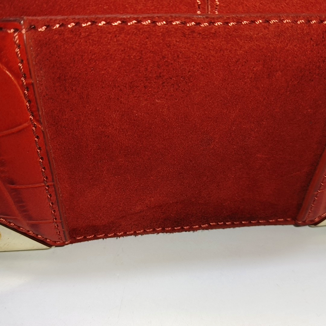 Alexander Wang Marion Orange-red suede rivet crocodile-pattern shoulder bag/crossbody bag Golden hardware Removable shoulder strap-(SKU)-928445182