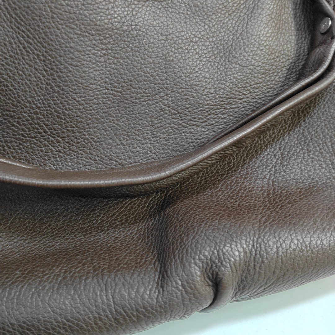 CELINE Dark Brown Leather Handbag Silver Hardware-(SKU)-936845573