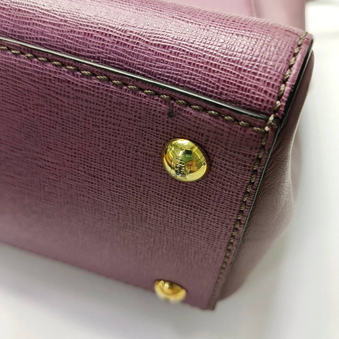 FENDI 2 Jours Small size Purple Leather Crossbody Handbag Single Shoulder Silver Hardware Removable shoulder strap-(SKU)-947556530