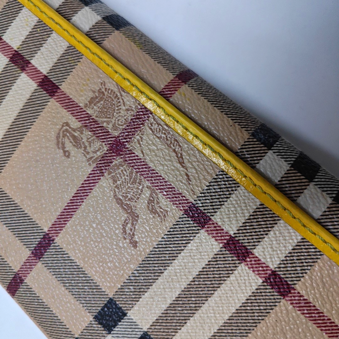 BURBERRY Khaki Coated Canvas Warhorse Plaid Wallet Golden hardware Sub-bag-(SKU)-951243159