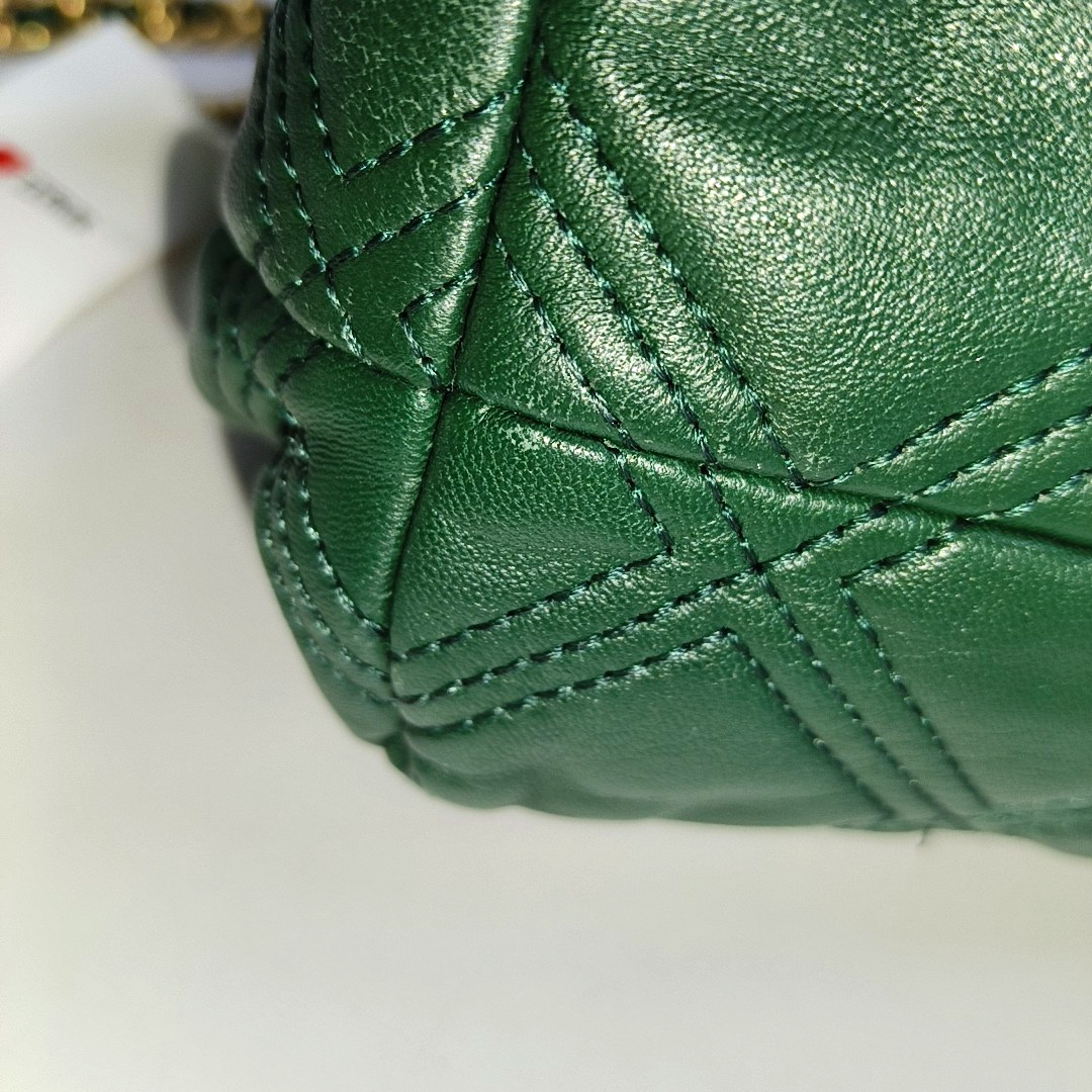 TORY BURCH Fleming Small size Dark Green Calfskin Quilted Crossbody Bag Single Shoulder Bag Golden hardware-(SKU)-942679197