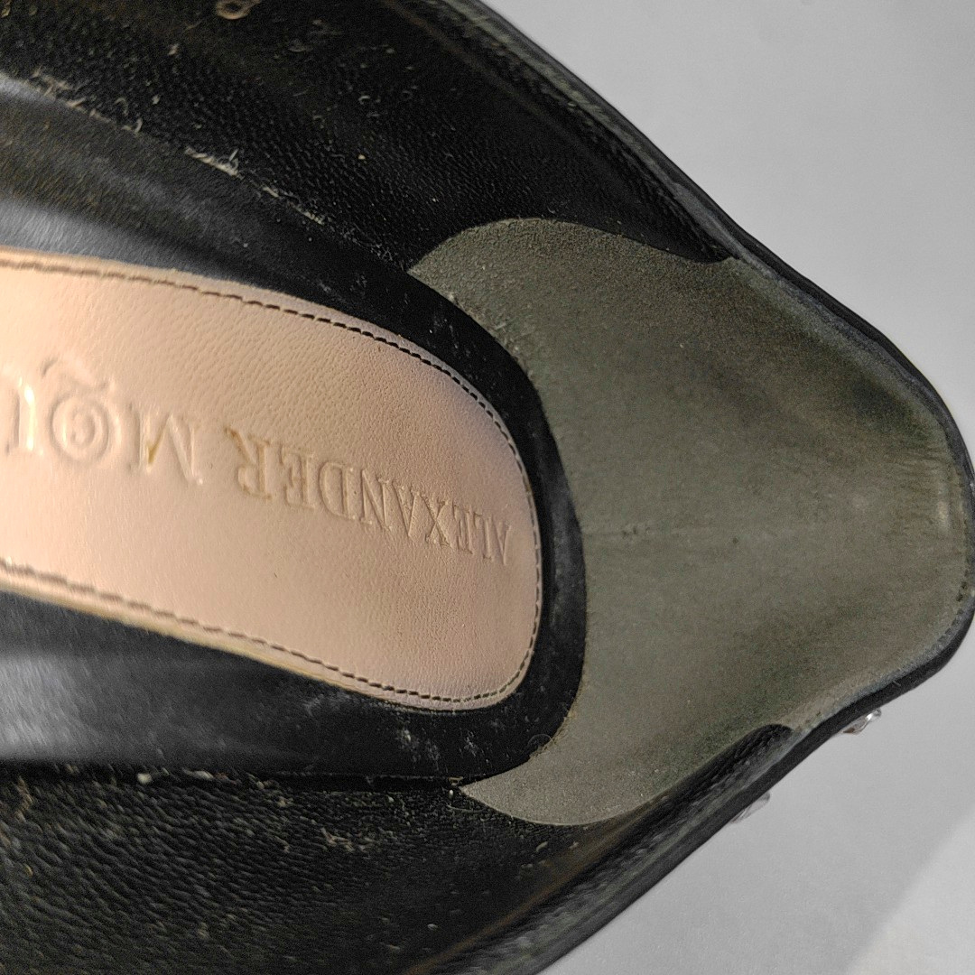 Alexander McQUEEN 38code Women's High Heel Leather Shoes Black Summer-(SKU)-13811463
