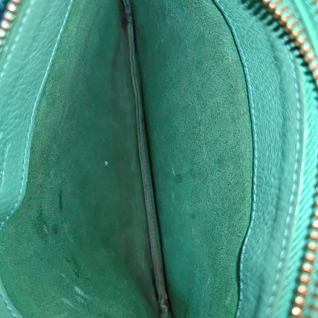 CELINE TRIO Small size Green Sheepskin Shoulder Bag Golden hardware-(SKU)-947272466