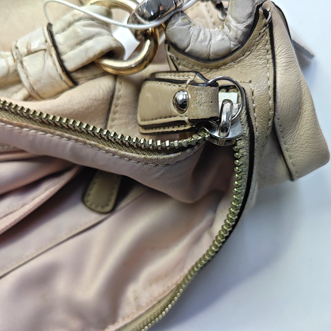 COACH Beige Leather Stamped Single Shoulder Bag Handbag Silver Hardware-(SKU)-943932252