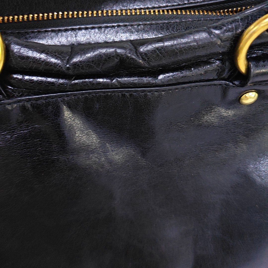 COACH Tote bag Black cowhide tote bag Golden hardware-(SKU)-935769196